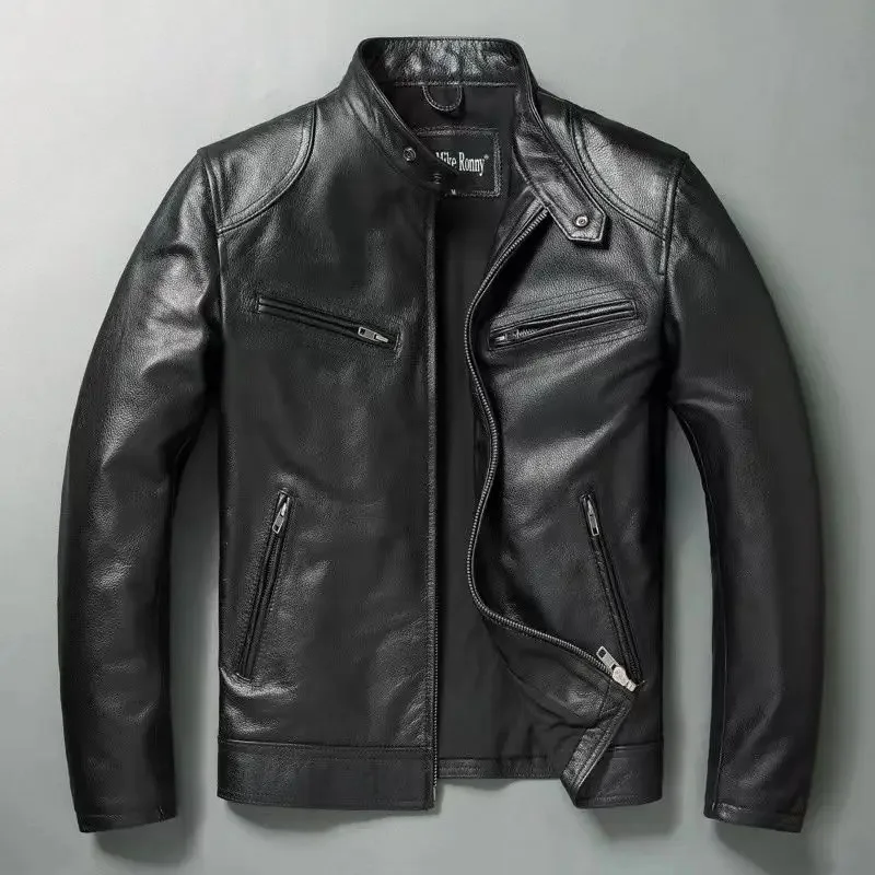 Genuine Leather Jacket Men Real Cowhide Man Short Coats Spring Autumn Winter Cotton Casual Motorcycle Male