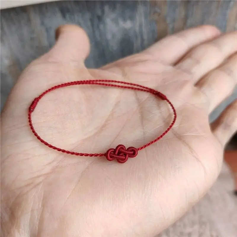 Red Rope Woven with Auspicious Knots for the Zodiac Year, Hand Rope, Foot Rope, Thin Design, Good Luck Couple Gift