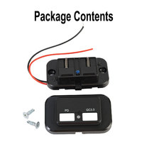 12/24V PD+QC3.0 Dual USB Port Car RV Black ABS Fast Charger Socket Power-Outlet Accessories For Vehicles Waterproof