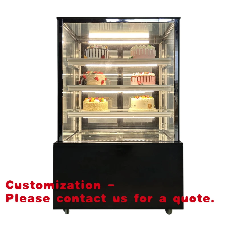 custom.Cake Display Showcase Commercial Use Features a Glass Pastry Cabinet Bakeries to Display Bread and Cakes