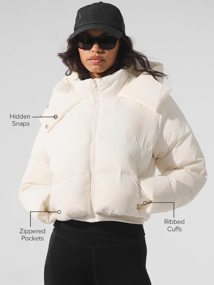 Giacca in cotone nero con cappuccio a collo alto addensare calda giacca invernale classica 2025 da donna cappotto da strada retrò stile americano da donna