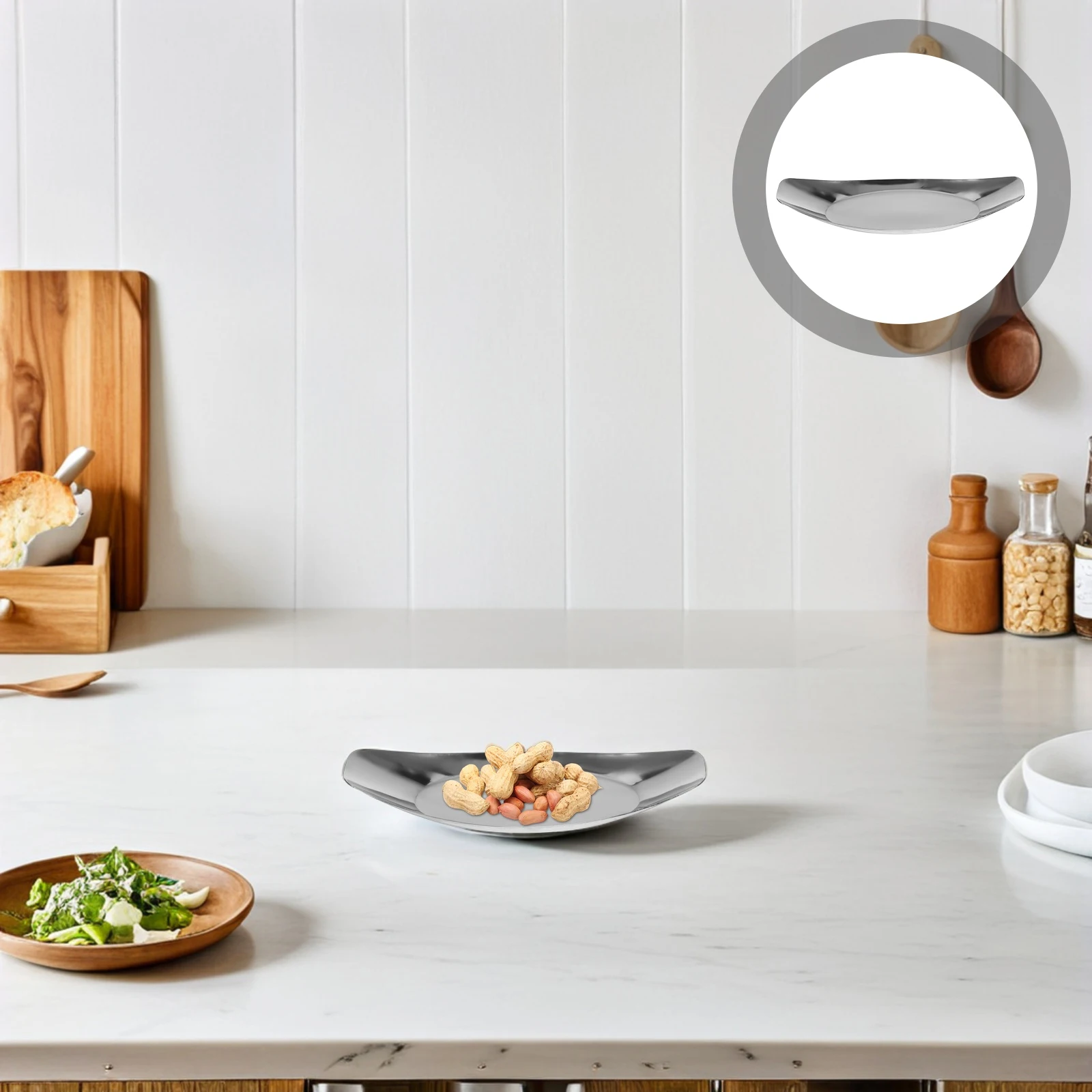 

Stainless Steel Napkin Tray Boat Shape Elegant Snack Fruit Condiment Plate Home Restaurant Kitchen Bathroom Accessories