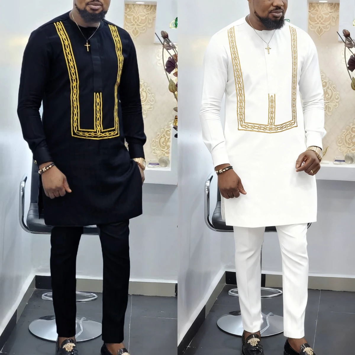Men's Designer Clother Luxury Brand Clothing For Male African Traditional Outfit Dashiki 2Pc Elegant Men Suits Full Pant Sets