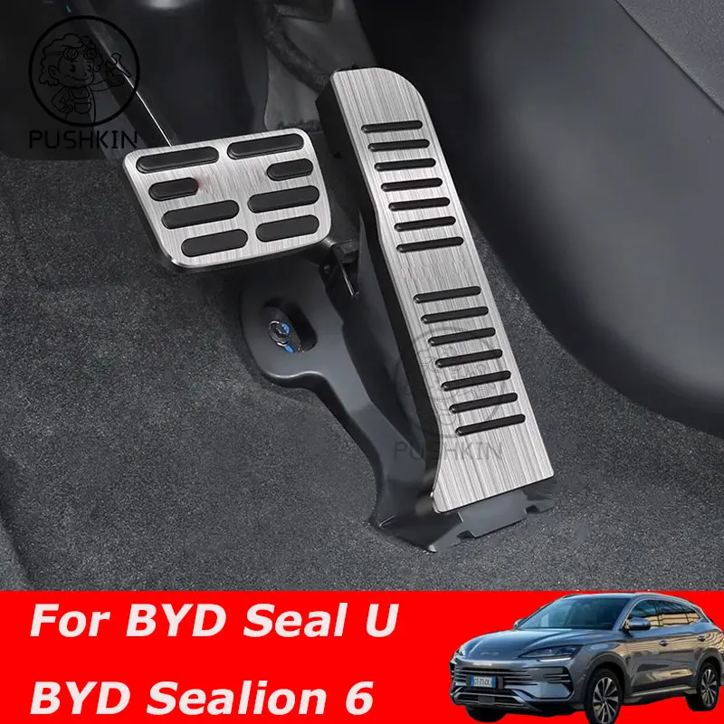 LHD For BYD Seal U Sealion 6 Song Plus 2024 Car Foot Pedals Alumium Alloy Anti-Skid Brake Accelerate Pedal Cover Accessories