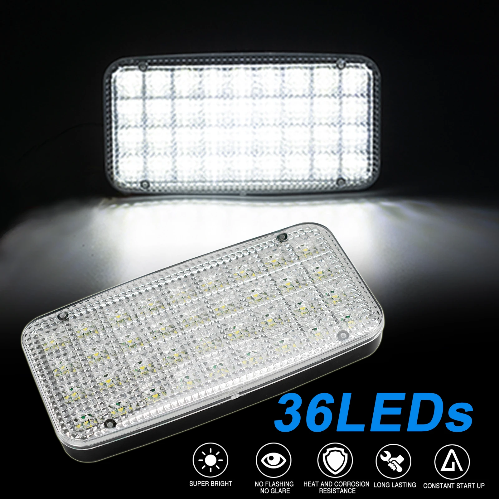 Universal 36 LED Spot Interior Light Ceiling Dome Roof Reading Lamp Cabin Blinker With Switch Trunk Van Bus Caravan Trailer RV