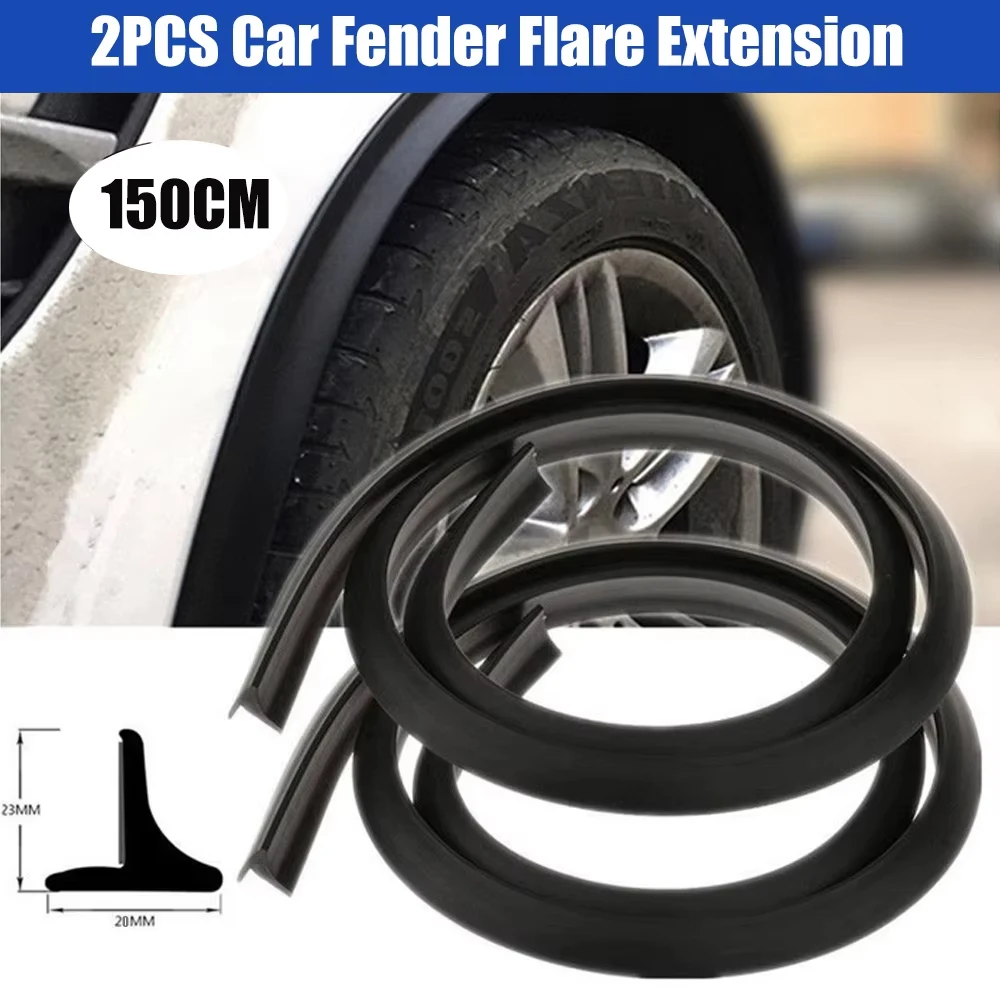 2Pcs 150Cm Car Splash Guard Fender Flare Extension Wheel Eyebrow Moulding Trim Wheel Arch Strip Extenders Decorative Scratch