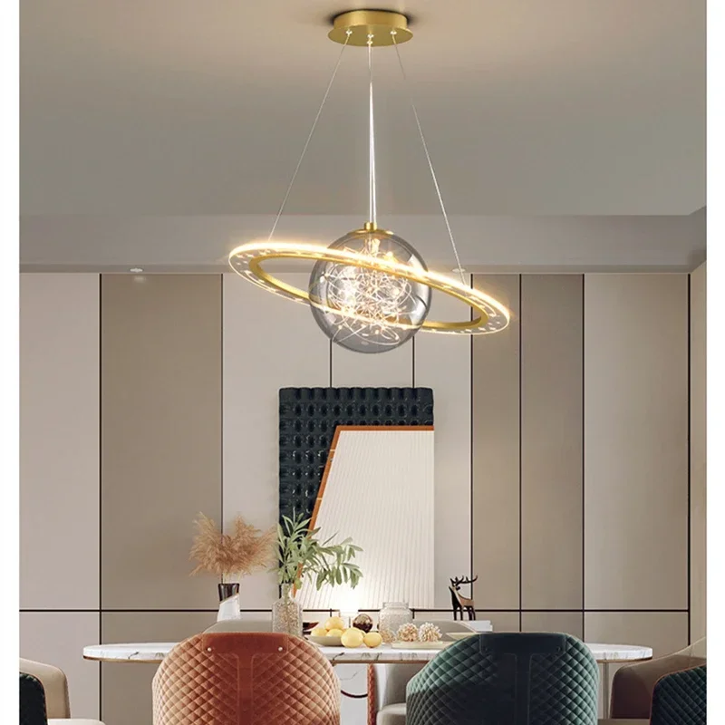 Acrílico Planeta Pendant Light, Interior Pendurado, Luz Mutável, Sala de estar, Quarto, Cozinha, Quarto de Crianças, Espaço Estrela, E27