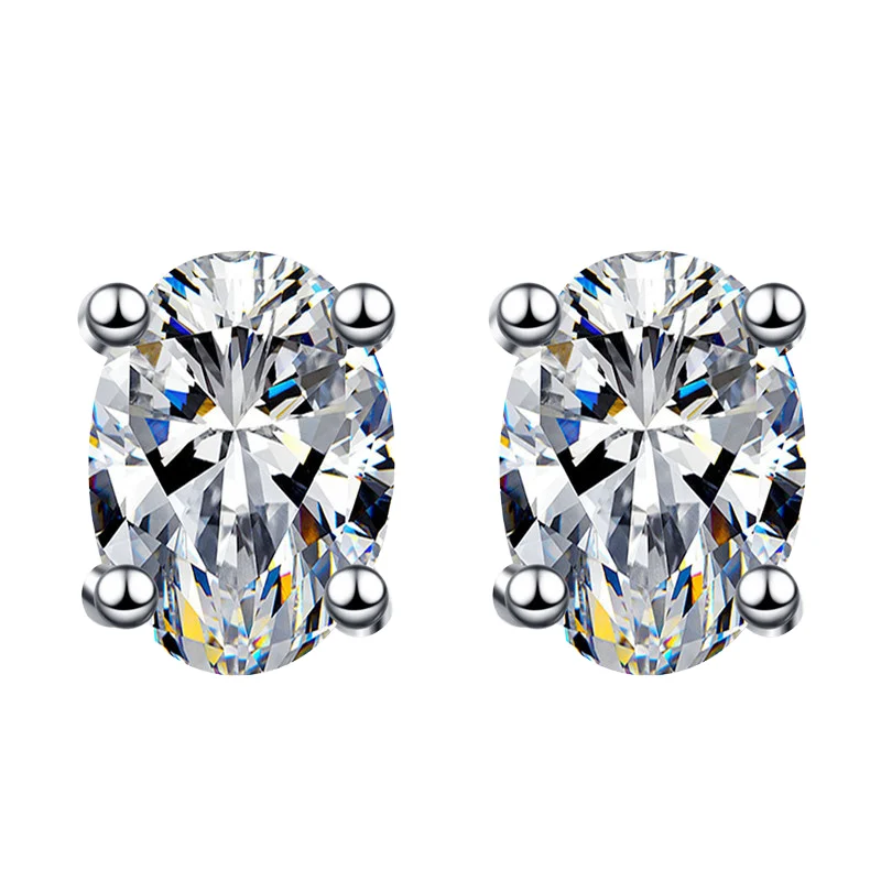 

Women's High Quality S925 1CT Moissanite Fine Jewelry Simple Diamond Stud Earrings with Oval Cut Bridal Jewelry