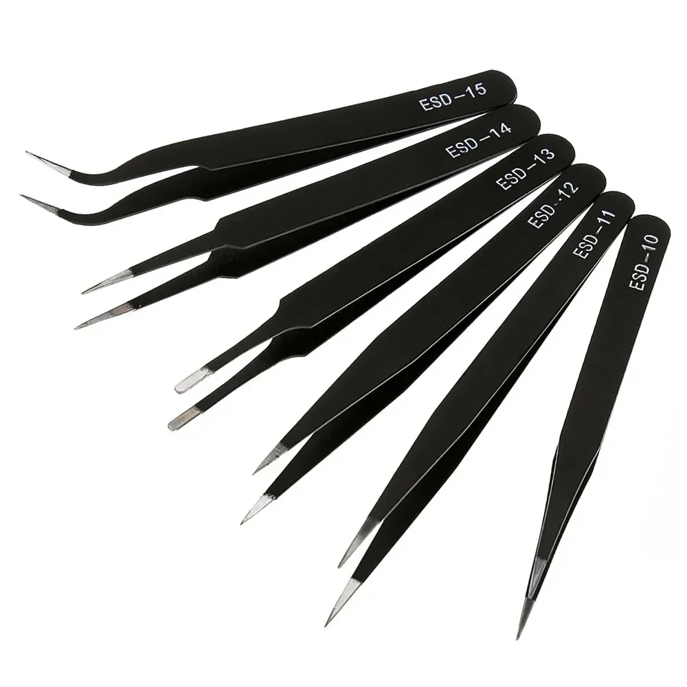 

6pcs Anti-Static Stainless Steel Tweezer Set Maintenance Repair Tool Kit Anti Static Model Making Tool Hand Tool Set