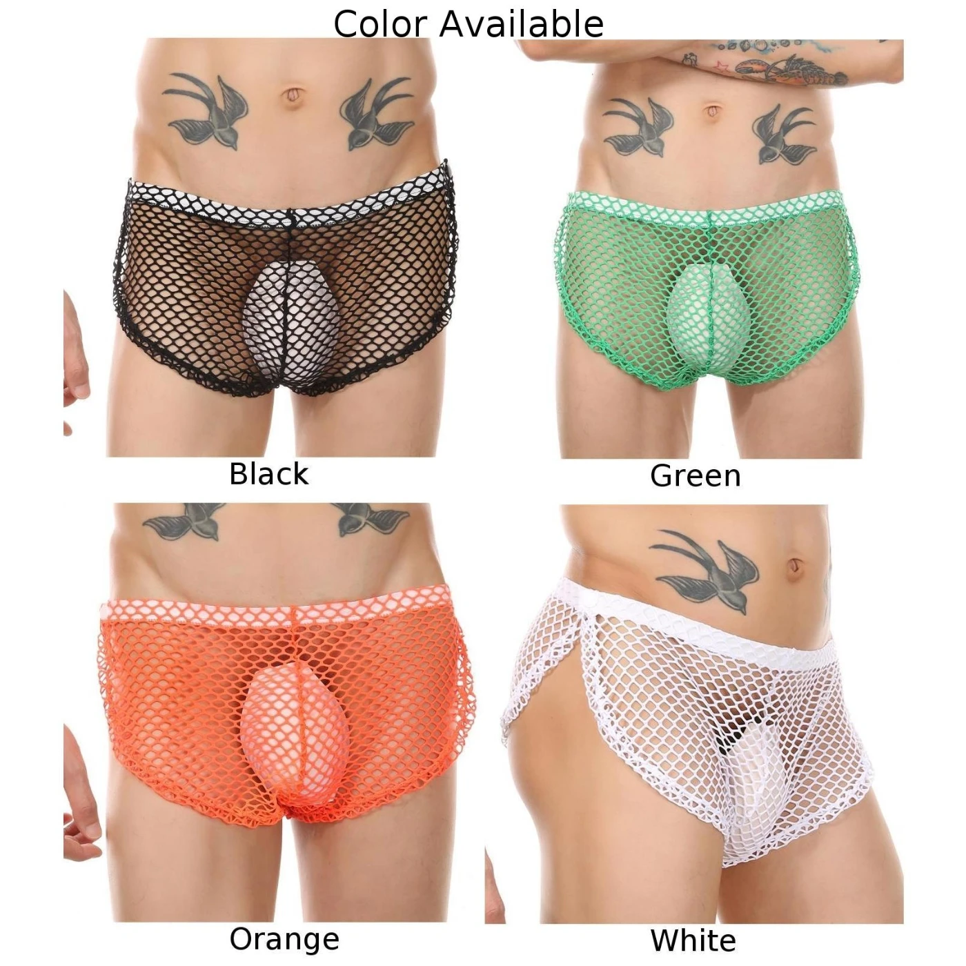 Men\'s Sexy Trunks Ultra-thin Underwear Mesh See Through Boxer Briefs Shorts Boxershorts Men Low Rise Transparent Undies Panties