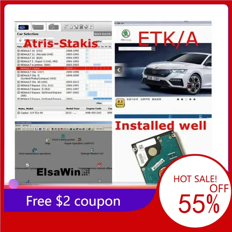 

2024 ET/K 8.5 Support Online Update V/A/ G Car ElsaWin 6.0 2016 Atris-Stakis Vivid Workshop Data 2018.01v Install on 500gb HDD