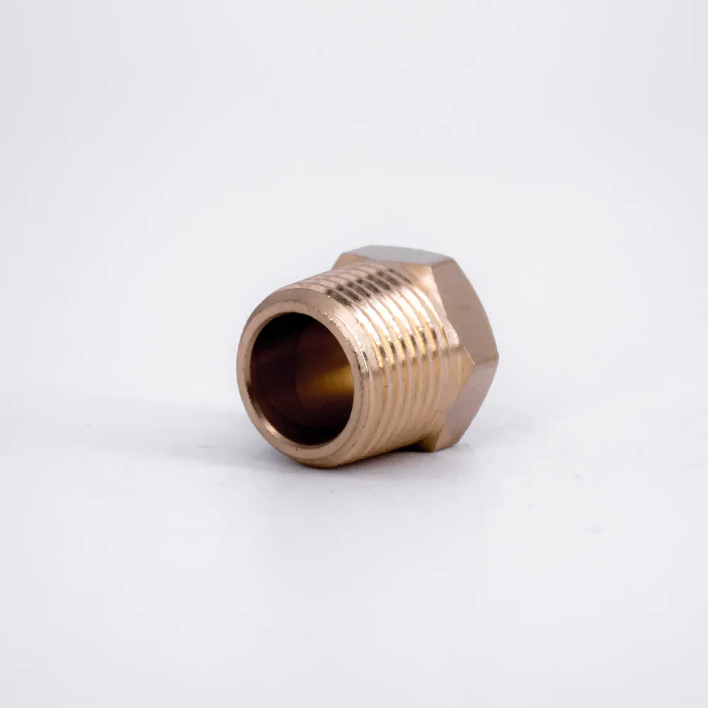 Adaptador de conector de tubería de latón con cabeza hexagonal, enchufe macho NPT de 1/4 y 3/8 pulgadas, para agua, Gas, combustible y aceite, para jardín y casa