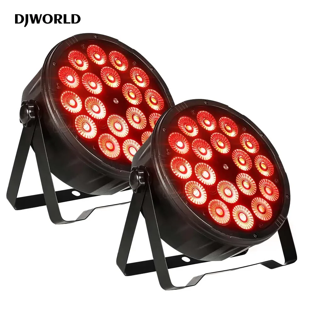 2PCS 18x18w LED Flat Par Light RGBWA UV 6in1 Plastic 18x12w RGBW 4in1 Par Lights Professional Stage Effect Disco Bar DJ Lighting