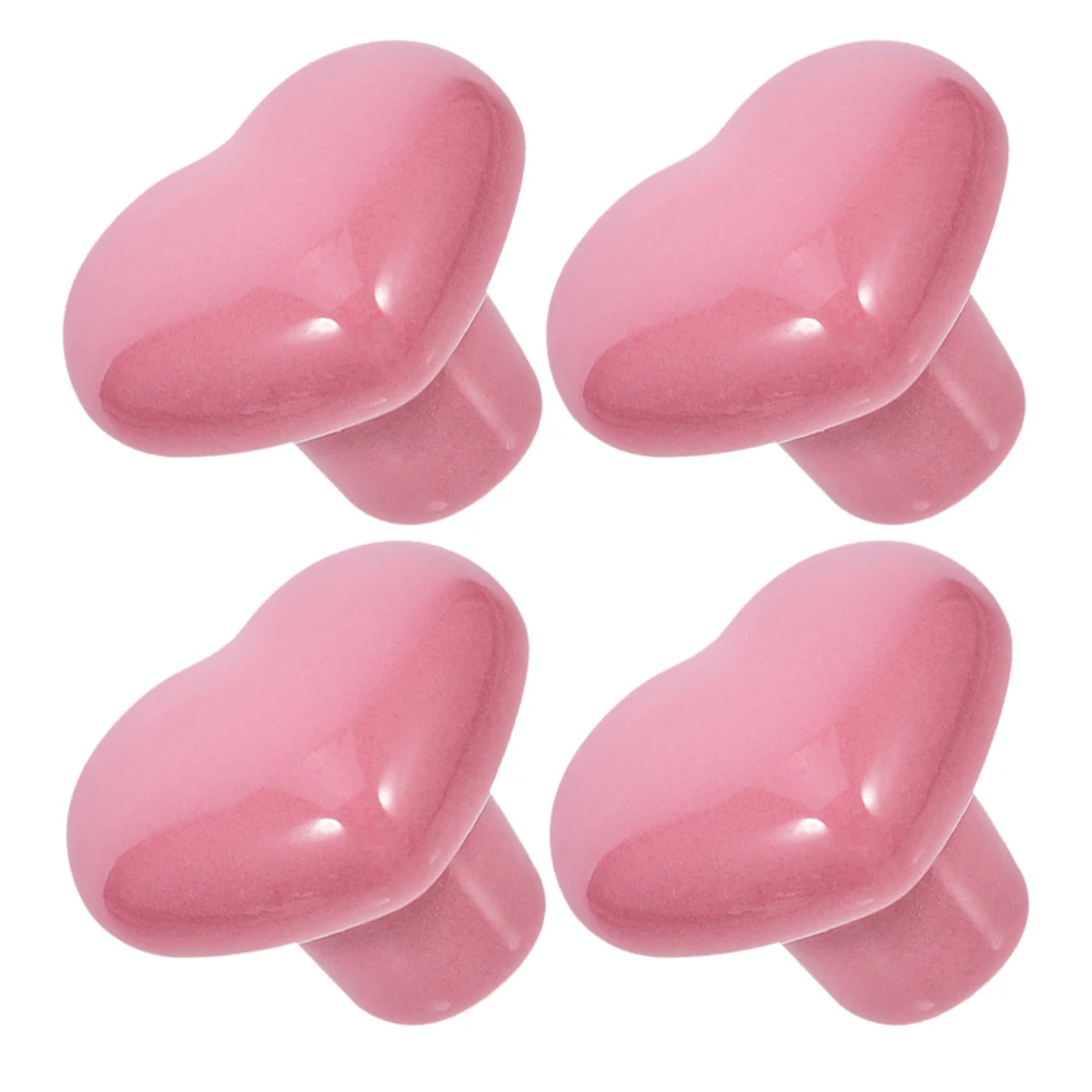 

4Pcs Heart Shaped Ceramic Drawer Knobs - Elegant Glazed Furniture Handles for Kitchen Cabinet Wardrobe Dresser Decorative Pulls