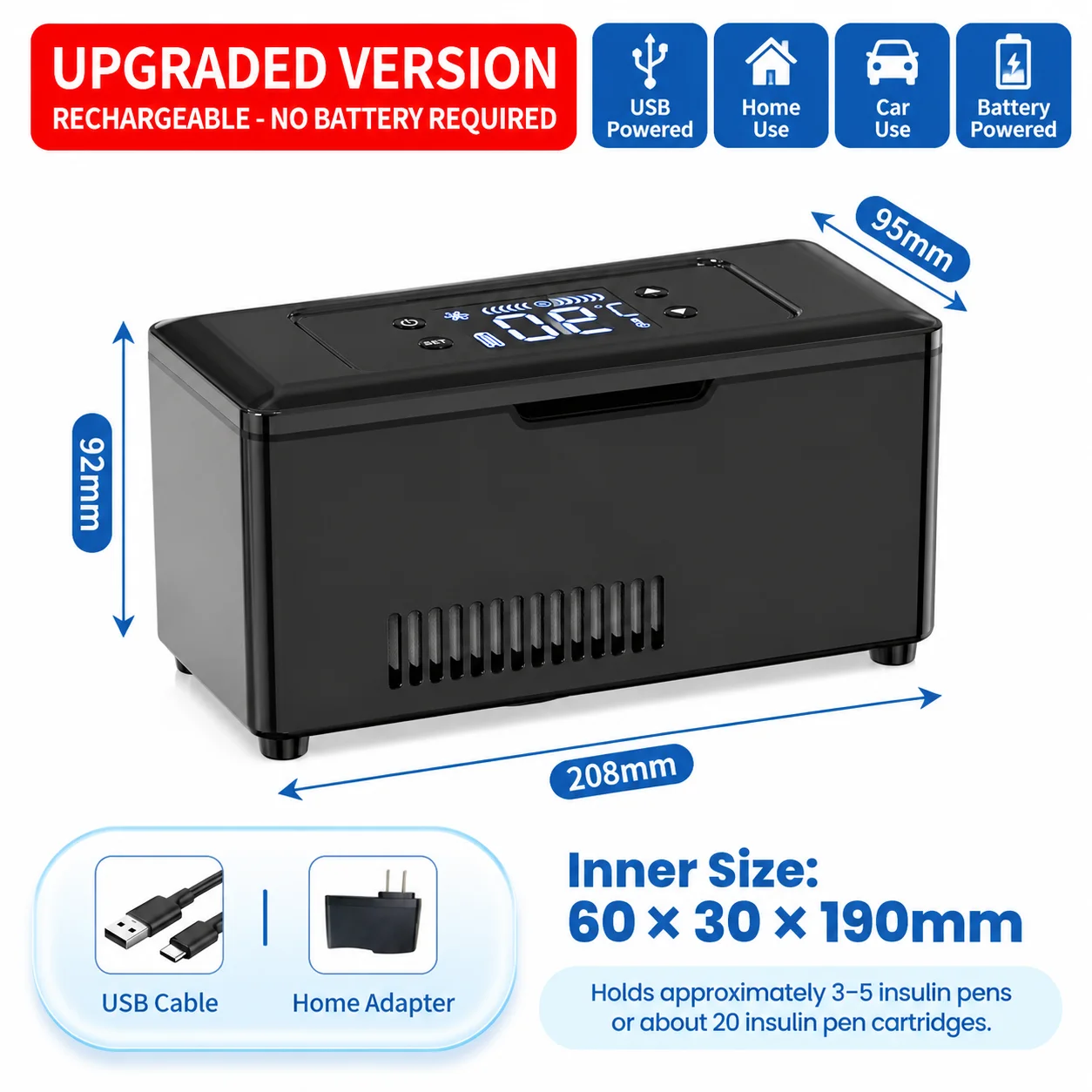 Portable Insulin Cooler Medication Hormonal Refrigerator Home Medicine Box Pill Organizer