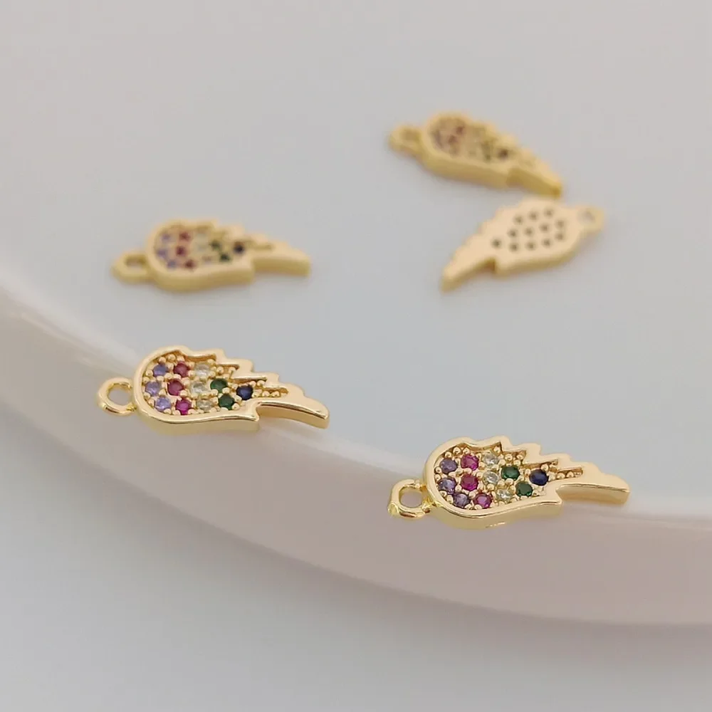 

14k Gold-plated Micro-inlaid Zircon Wing Pendant, Bracelet, Earrings, Necklace Pendant, Diy Accessory Materials