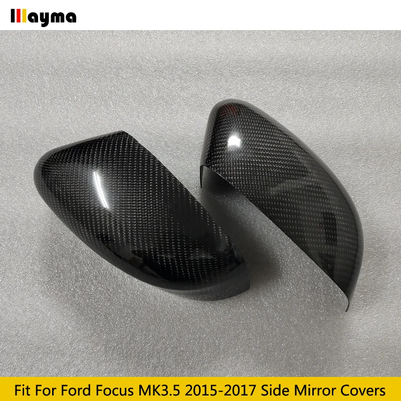 Carbon Fiber Car Side Mirror Covers 2015 2016 2017 Focus ST RS MK3.5 Stick-on Rearview Mirror Housing Cap Fit For Ford Focus