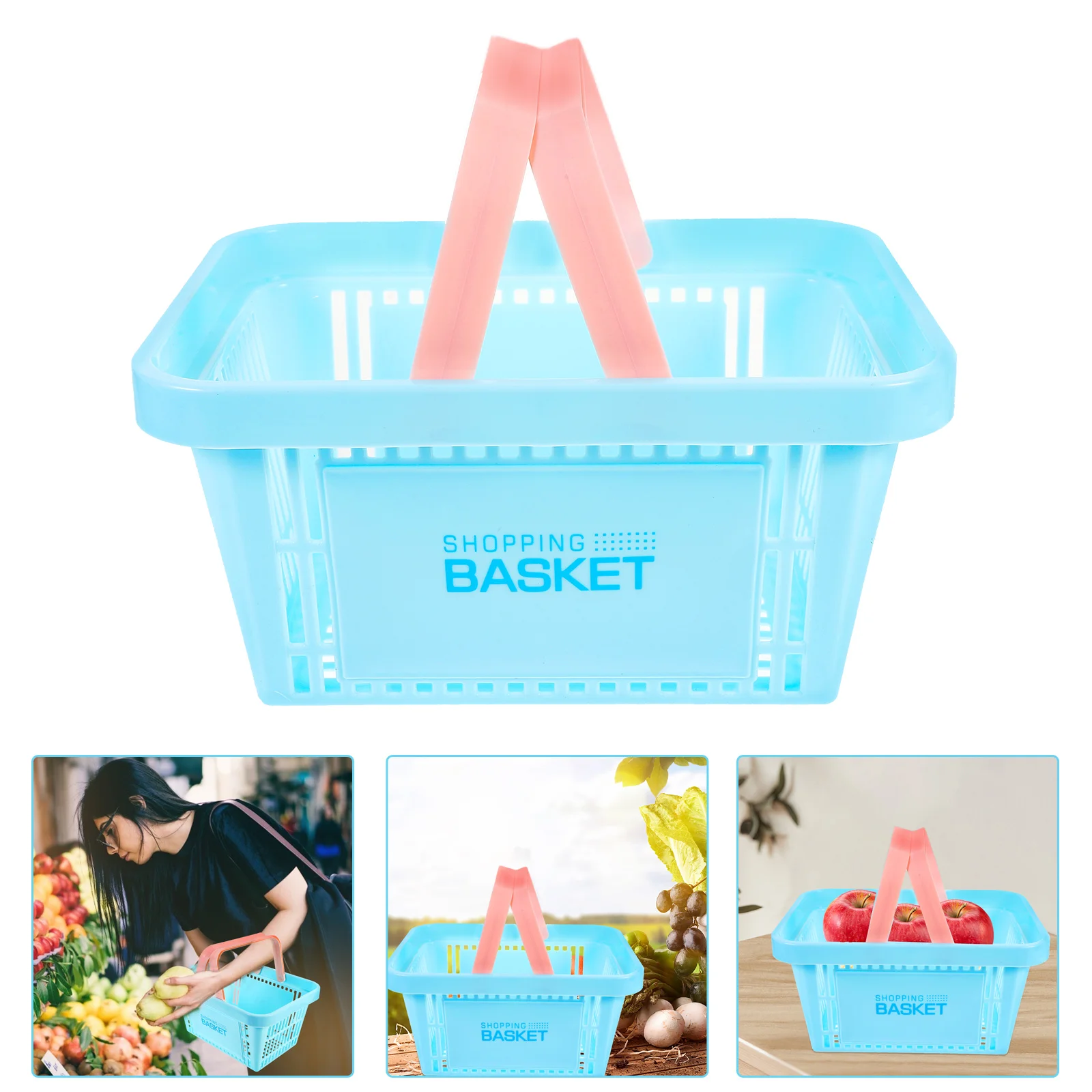 

Storage Basket Baskets Snack Containers Toys with Handles Plastic Shopping Fruit Portable Bathroom Bin Child