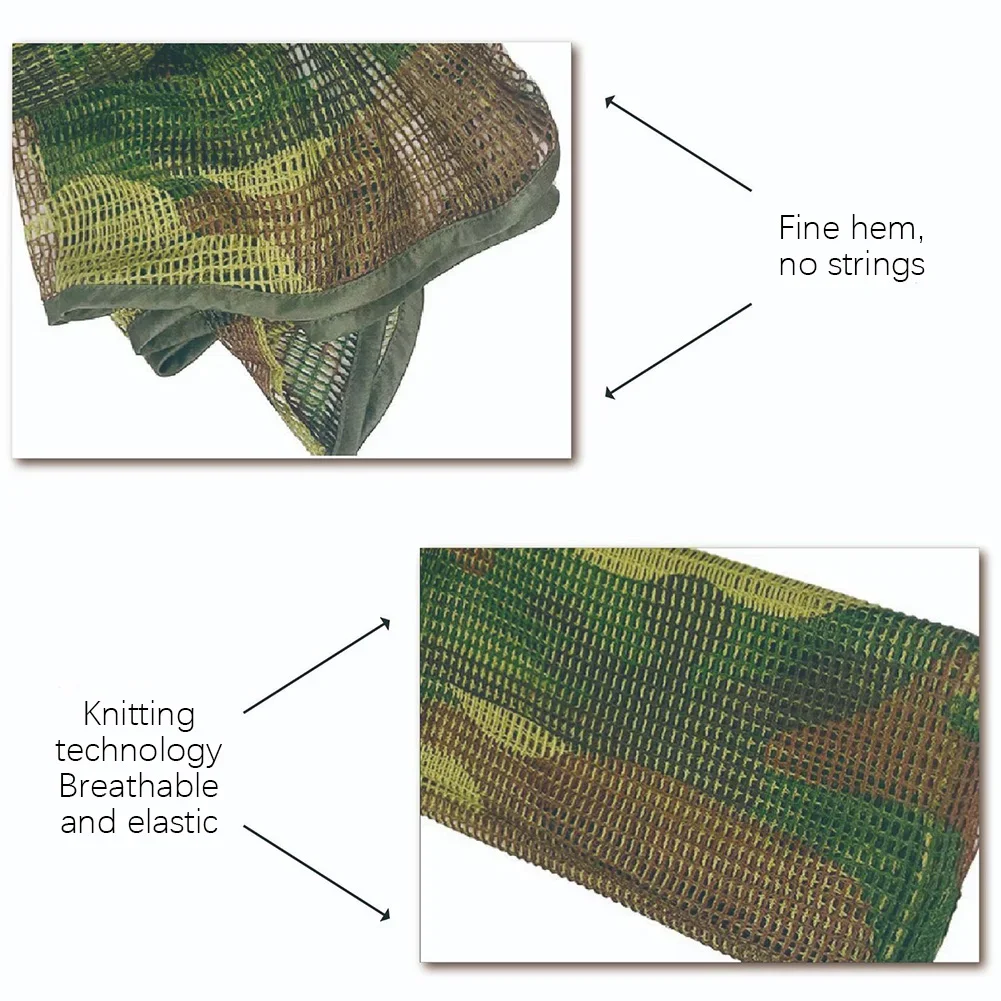 Bufanda táctica de caza, bufandas de red de malla, bufandas de camuflaje militar, bufandas de camuflaje para deportes al aire libre, velo facial de francotirador, juego de guerra, Camping y ciclismo
