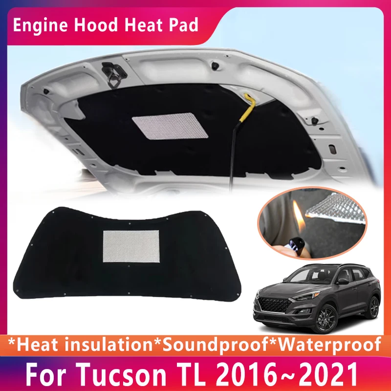 

Car Engine Insulation Mat For Hyundai Tucson Accessories TL MK3 2016~2021 2017 2018 2019 2020 Front Hood Soundproof Cotton Cover