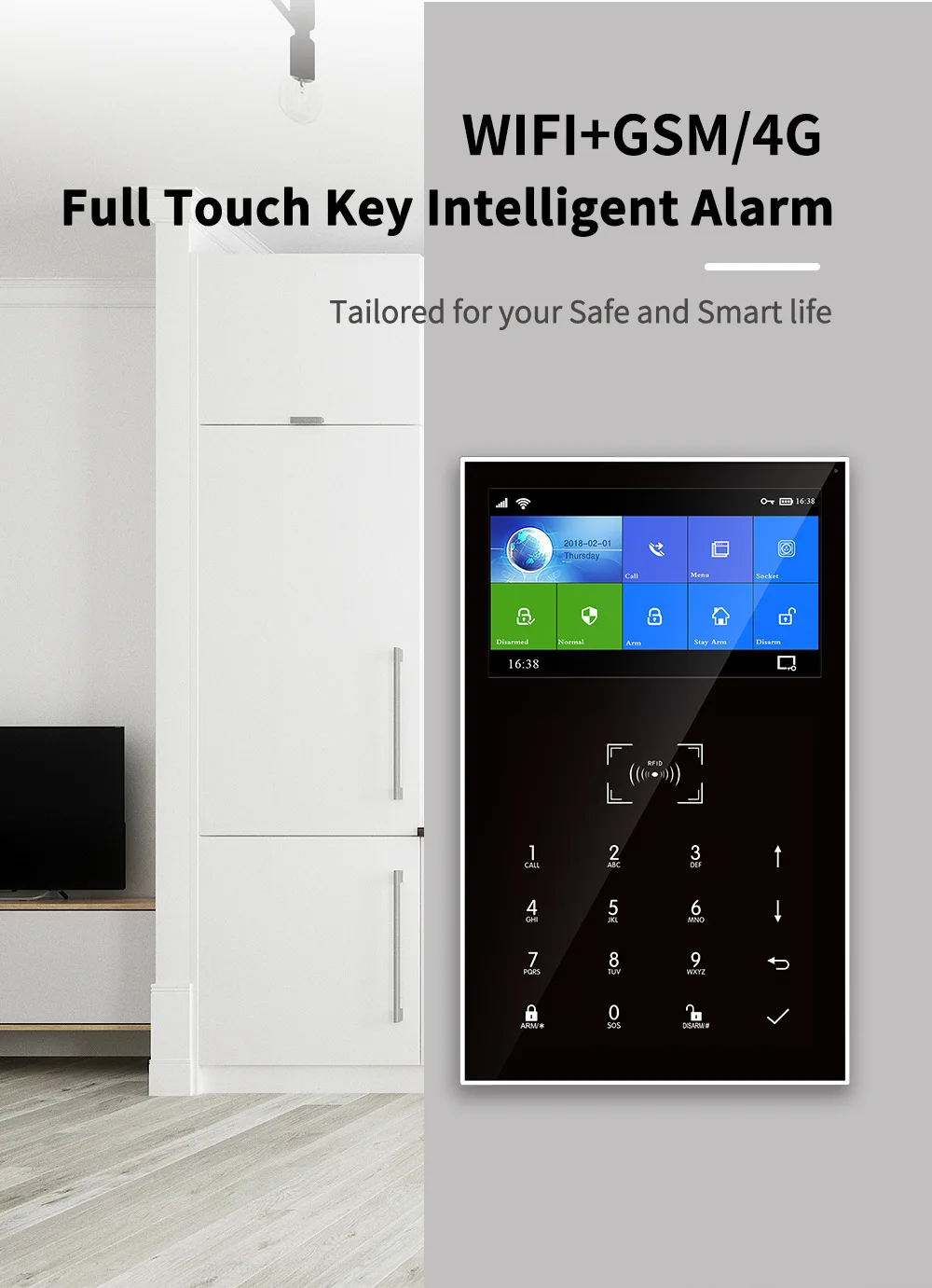 Tuya Smartlife 앱 원격 제어 WIFI GSM /4G 도난 경보 시스템 홈 보안 도어 창문 알람 센서