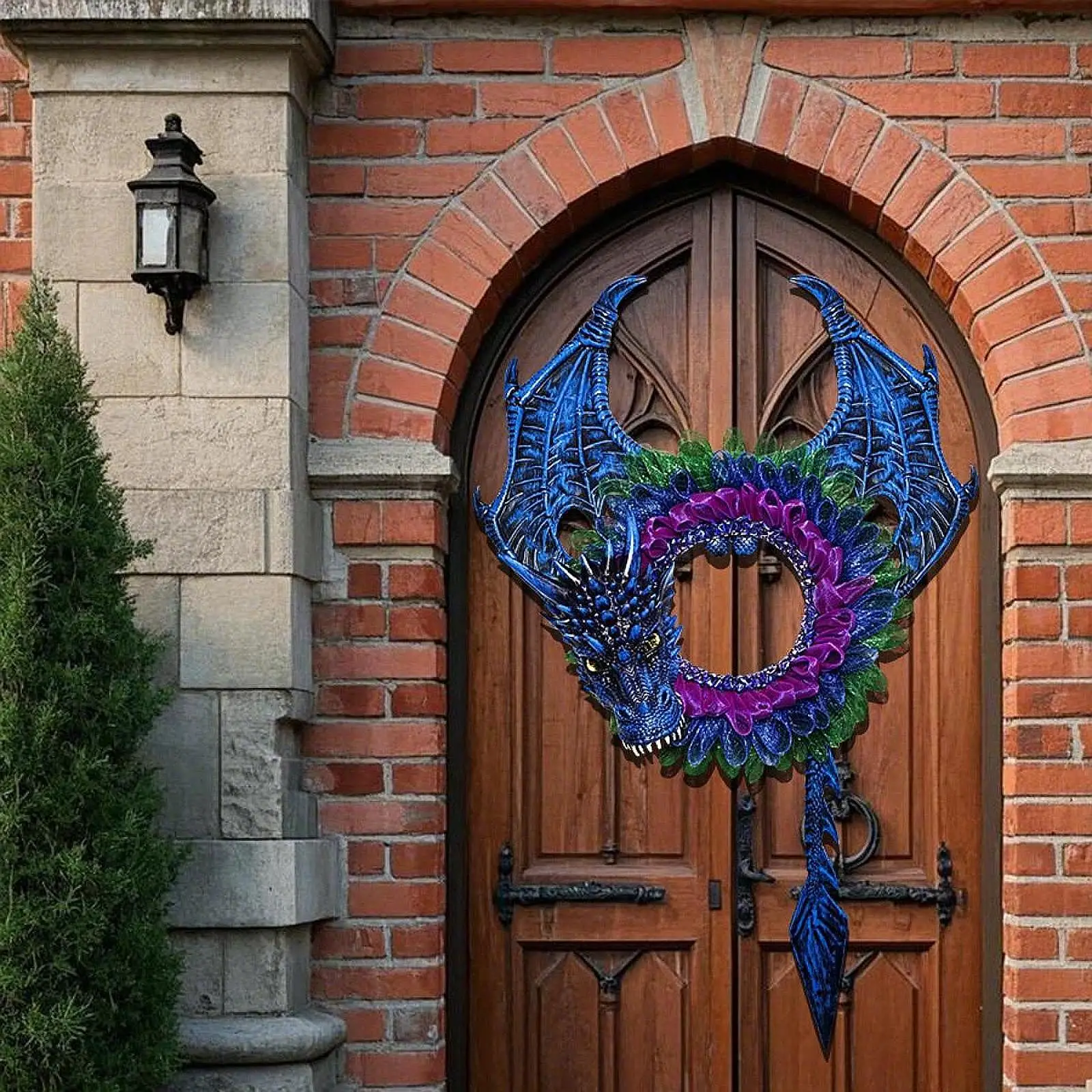 

Halloween Dragon Wreath Decor Door Pendant Party Supplies Halloween Decoration for Festival Yard Parties Holiday Fireplace