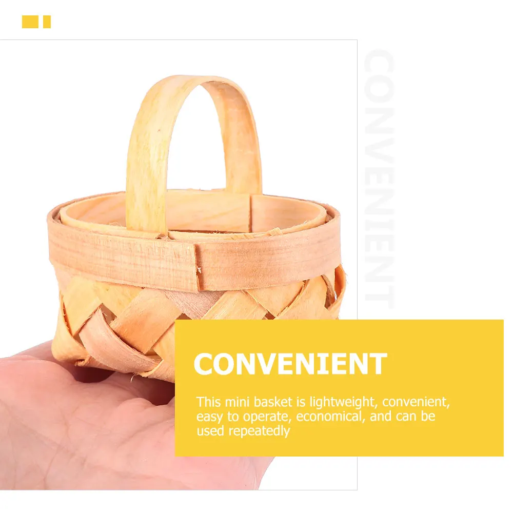 

16pcs Mini Wooden Baskets 6 5x5x3 5cm Handwoven Natural Wood Candy Packaging Basket Party Favors Holder Storage Solution