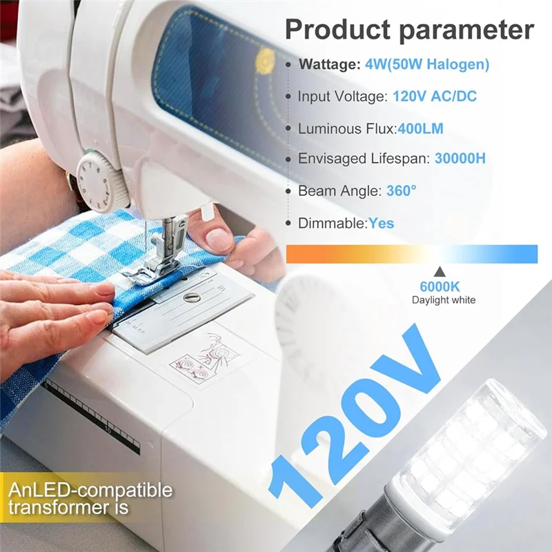 ABRB-BA15DLED 120V 이중 접촉 총검 베이스 LED 전구 0 와트 할로겐 JD T3/T4 동등한 교체 재봉틀 LED 전구 B
