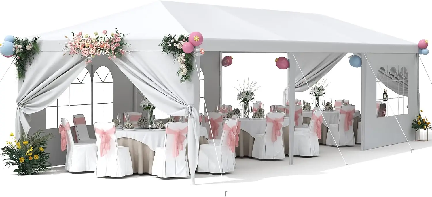 

10x30 Tents for Parties, Outdoor Wedding Tent for Parties Patio Gazebo Shelter with Removable Sidewalls, Wedding Events Tent