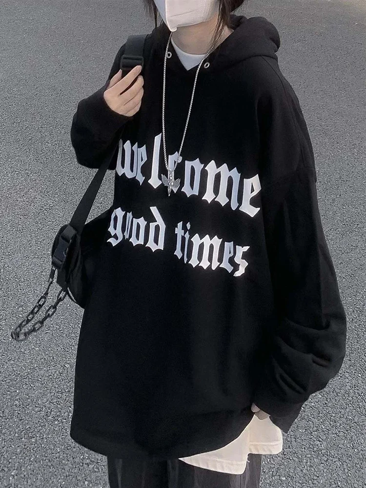 

Harajuku Bf Y2K Hoodies Streetwear Oversize Letter Sweatshirt Women Vintage Casual Long Sleeve Preppy Style Spring Tops New