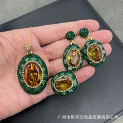Turkish sultanite color-changing stone inlaid with Dongling stone ring necklace, European and American personalized light luxury