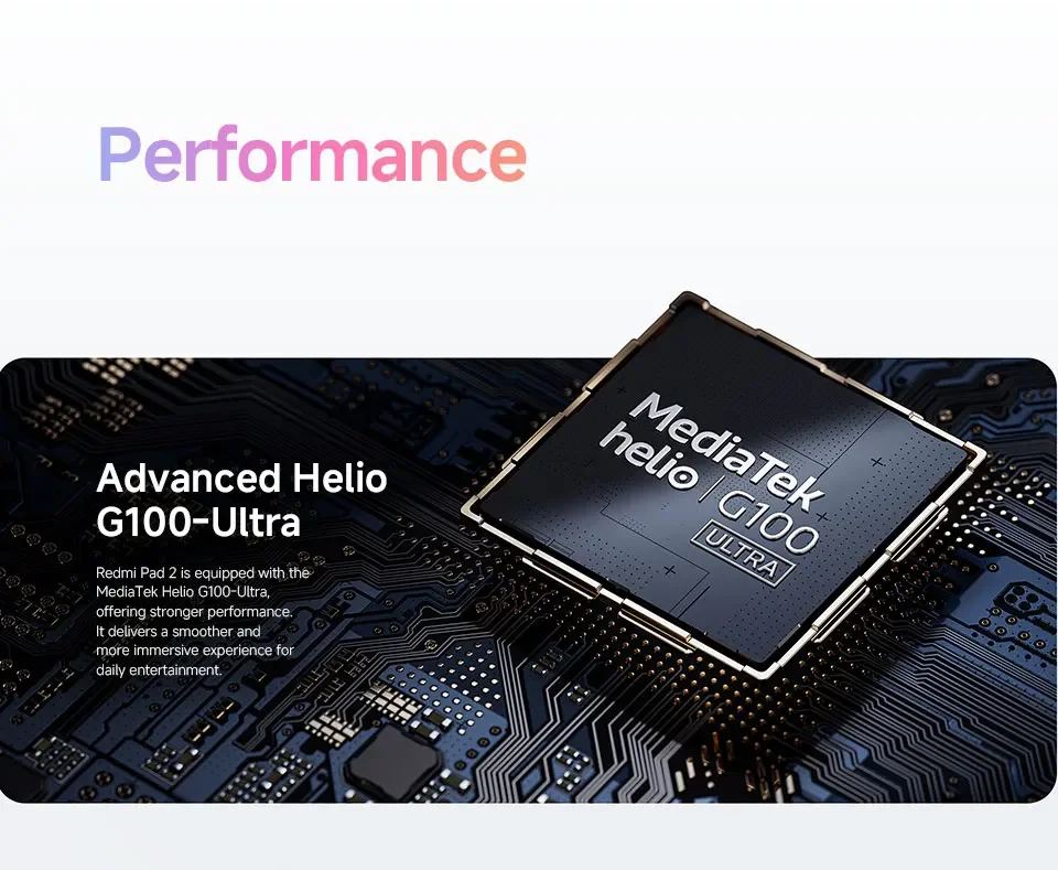 Global Version Xiaomi Redmi Pad 2 9000mAh Battery MTK Helio G100-Ultra 11' Display Fast Charging 90Hz Tablet 8MP HD Camera