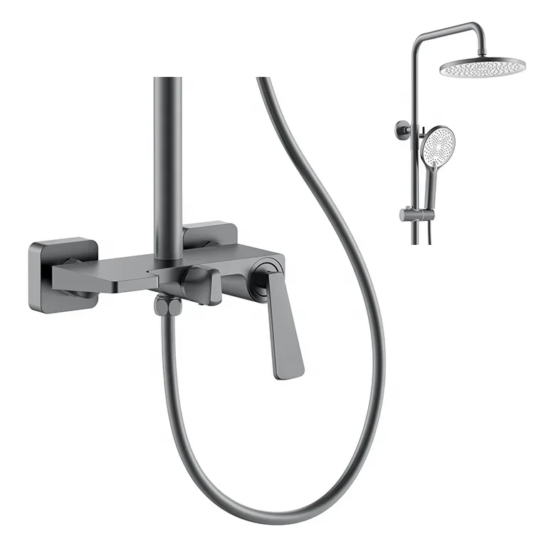 Shower System Column Faucet Mixer Set Wall Mount Single Handle Bathroom Rain Bath Shower Sets