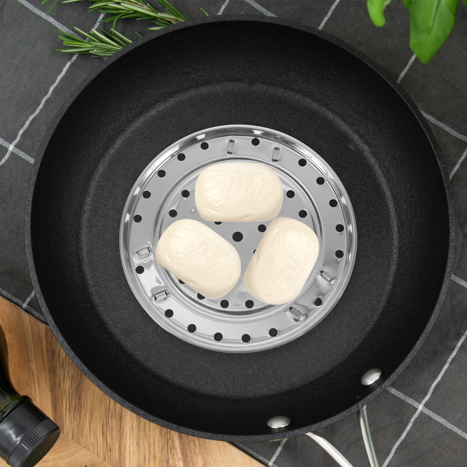 

2pcs Stainless Steel Steaming Rack Round Holes Even Heating Thickened Rust Resistant Cooker Rack For Electric Rice Cooker Steam
