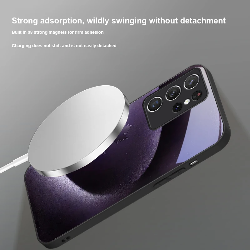 Простые линии кленовых листьев для Samsung S25 S25 Edge S25Ultra S8 9 10 20 S21 Pro 22 Plus S23 FE S24 Ultra Magsafe Glass Phone Case