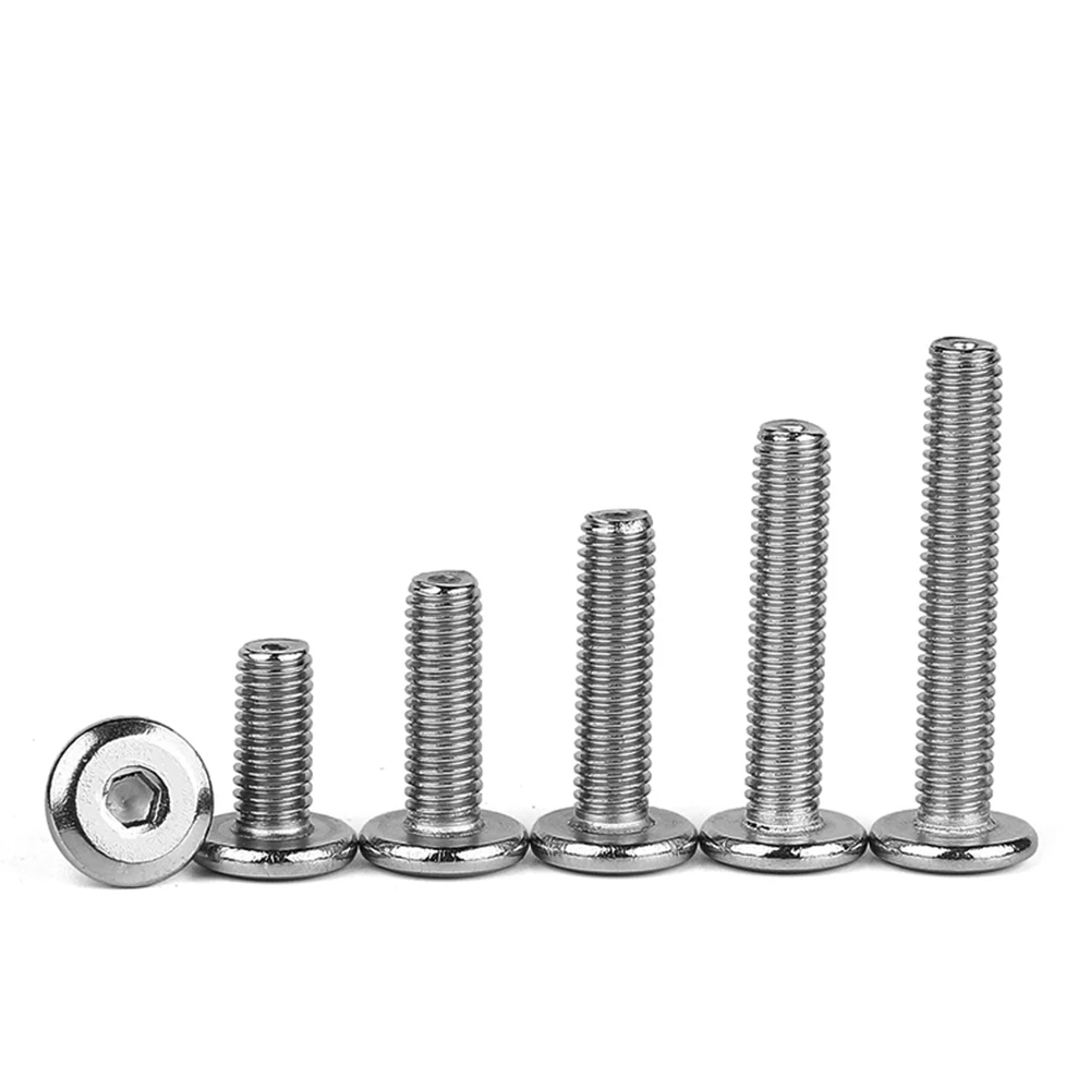 Stainless steel Plated M4M5M6M8 flat Head Chamfered Hexagon Socket Bolt Furniture Silver Splint Matching Screw