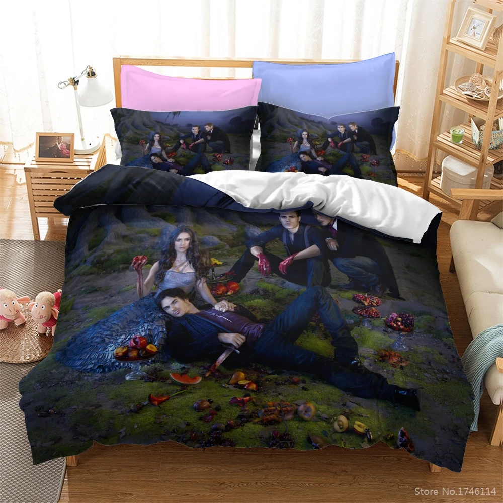 The Vampire Diaries 3D Printed Twin Full Queen King Size Bedding Set Soft Duvet Cover Set 2/3pcs Bed Linens for Home Bedroom