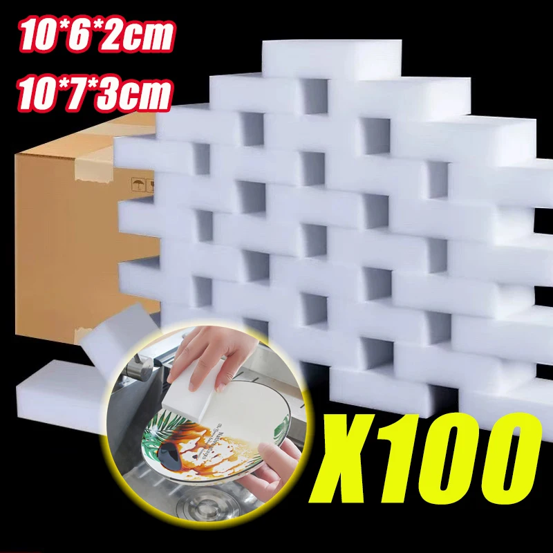 

100PCSWhite Magic Nano Sponge Wipe Kitchen & Bathroom Cleaning Cloths Powerful Stain Remover Good Absorbency Car Cleaning Tools