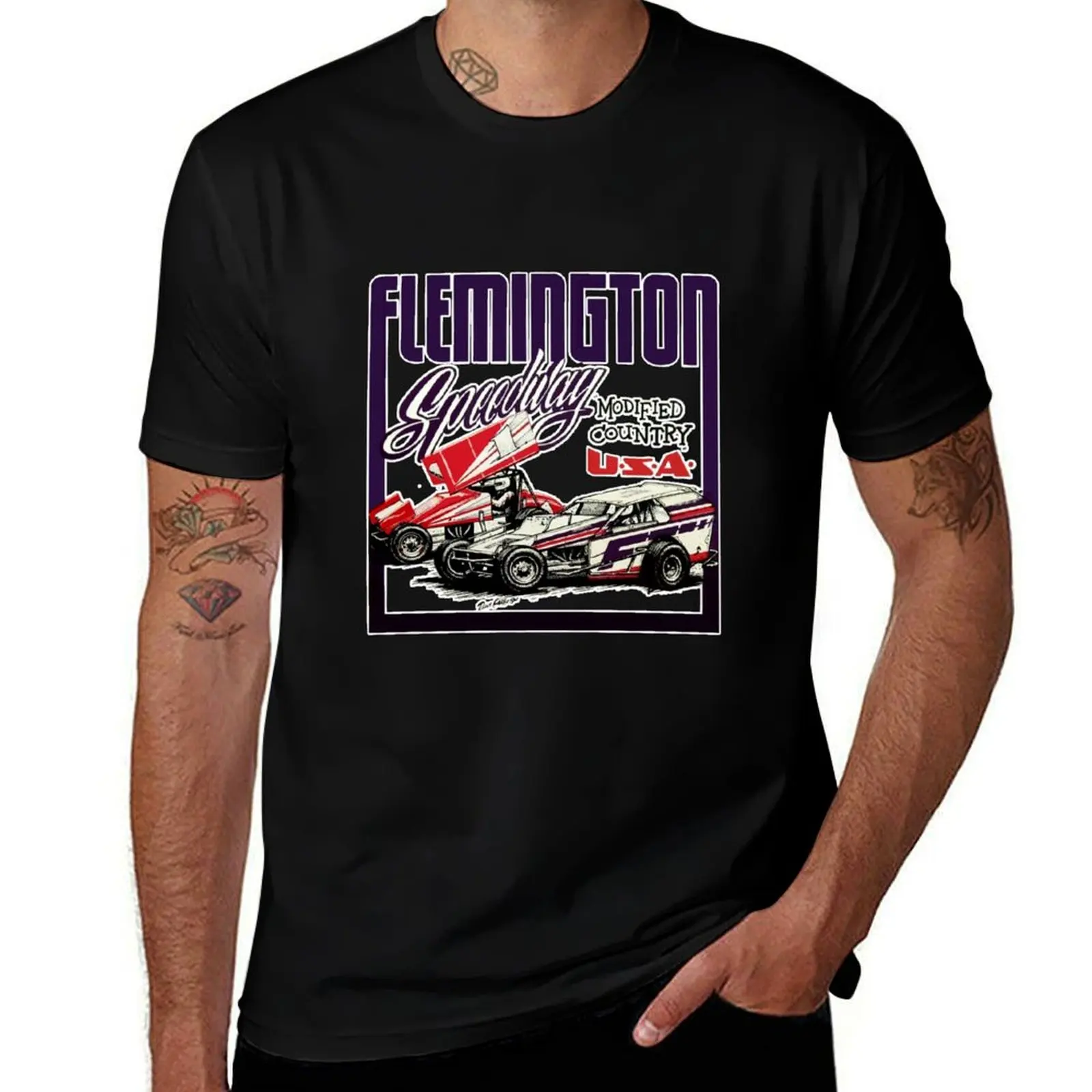 

Flemington Speedway Retro Design T-Shirt Basic Daily Outfit Short Sleeve Tee