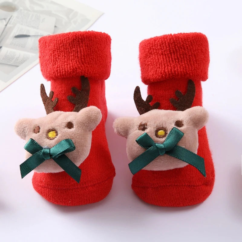 New Cute Cartoon Baby Socks Winter Soft Cotton Anti Slip Solid Newborn Toddler Sock For Boys Girls Kids Thicken Socken 0-1Y