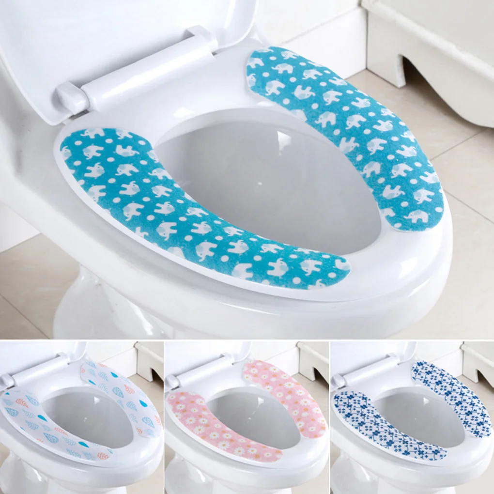 2X Toilet Cover Seat Cushion Multicolored Cute Looking Cartoon Style Warm Pad Exquisite Home Supplies Seats Warmer Pink