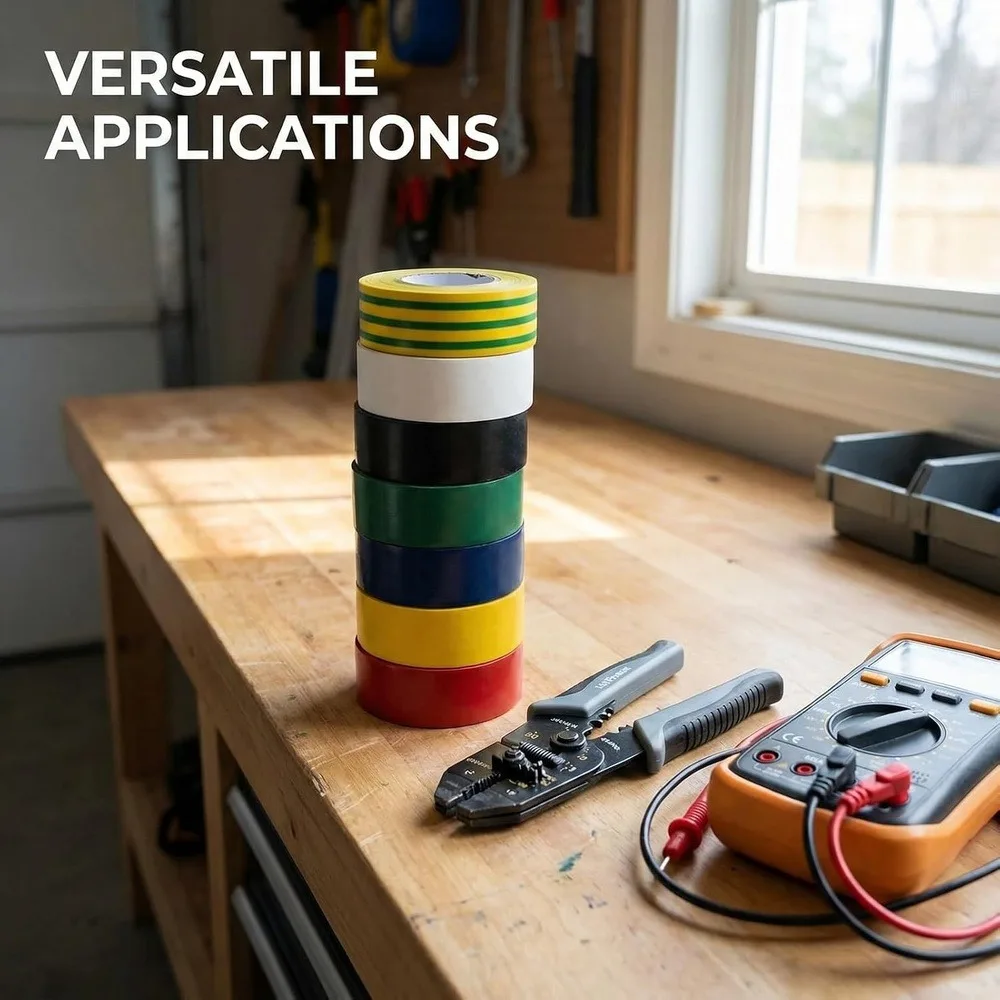 Colored PVC Electrical Insulating Tape, Waterproof Vinyl Wire Wrap Tape for Cable Repair, 2 Rolls, Random Color