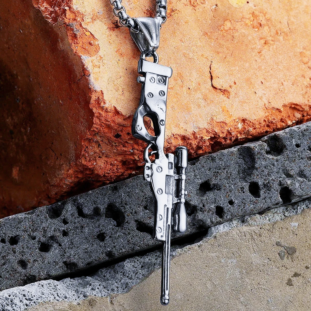 AWM Sniper Gun Stainless Steel Jewelry Fashion Men Necklaces With Pendant For Male Women Punk HipHop Accessories Gifts Wholesale