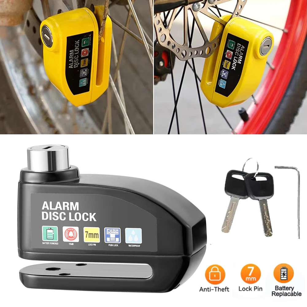 AliExpress Motorcycle Alarm Lock Wheel Disc Brake Motorbike Scooter Bicycle Waterproof 110dB Loud Anti-theft Aluminum Alloy Security Brakel