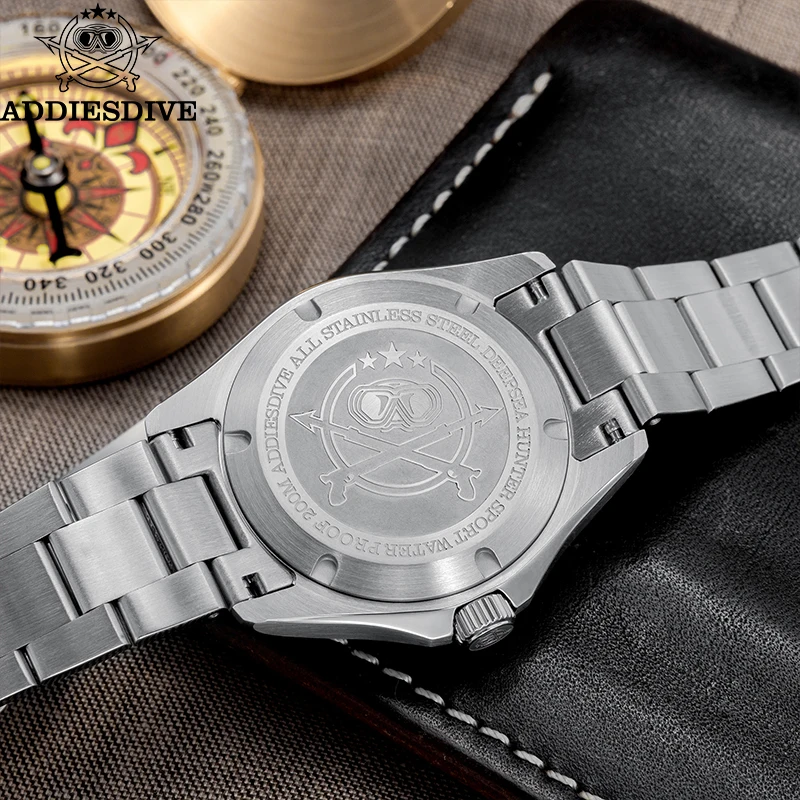 ADDIESDIVE nuevo reloj para hombres GMT reloj de pulsera de cuarzo AD2063 zafiro impermeable 200m bisel de acero inoxidable 38mm reloj de regalo reloj