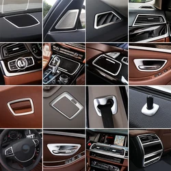 Botones interiores de estilo de coche para BMW serie 5, F10, F18, decoración de marco de panel, cubierta embellecedora, pegatina de coche, accesorios de acero inoxidable