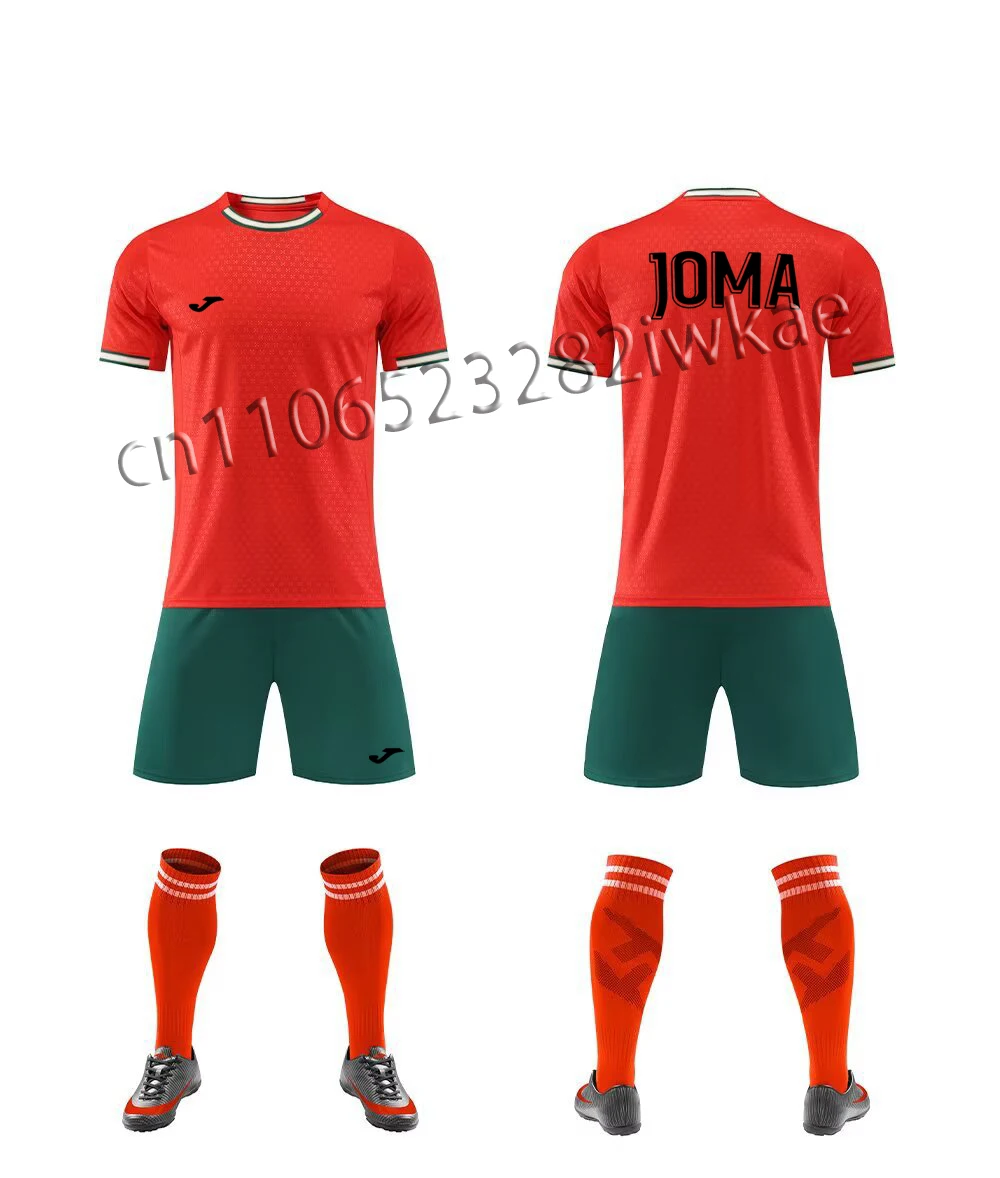 

Летний спортивный костюм JOMA с 3D-печатью для мужчин: дышащая быстросохнущая футболка и шорты для тренировок и футбола (комплект из двух предметов)