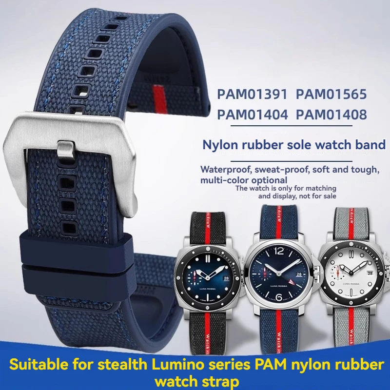حزام مطاطي عالي الجودة لساعة بانيراي الغاطسة PAM 1391 PAM1565 Luna Rossa، Luminor 22mm24mm26mm للرجال مقاومة للماء