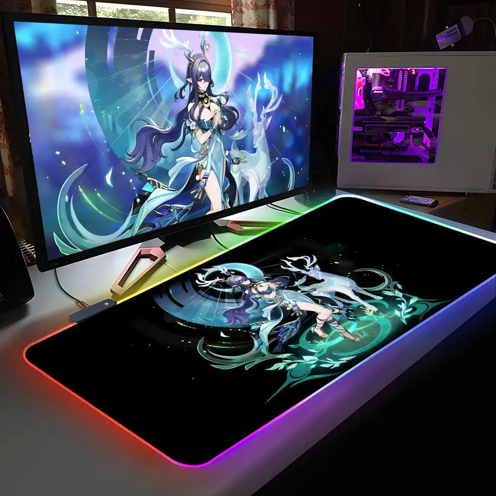 

Игровой коврик для мыши Game GI Lauma RGB, резиновый, для компьютера и ноутбука, официальный, цветной, для киберспорта, эстетичный, модный, роскошный коврик