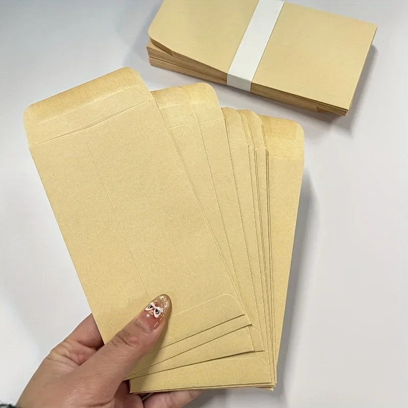 Envelopes de dinheiro marrom auto-vedantes, envelope de dinheiro para festival de ano novo, pequenos malotes de dinheiro kraft para orçamento e presentes com 10 peças